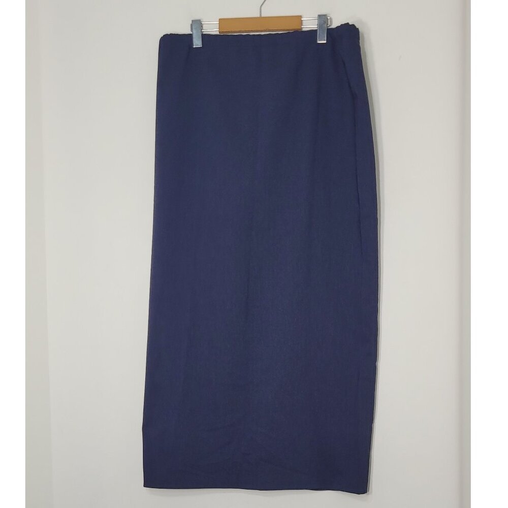 🛍️ Thyme Maternity Navy Blue Elastic Waist Business Casual Back Slit Skirt